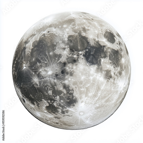 Pure White Background with Full Moon