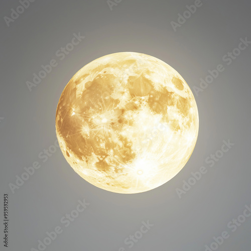 Soft Yellow Full Moon on Gray