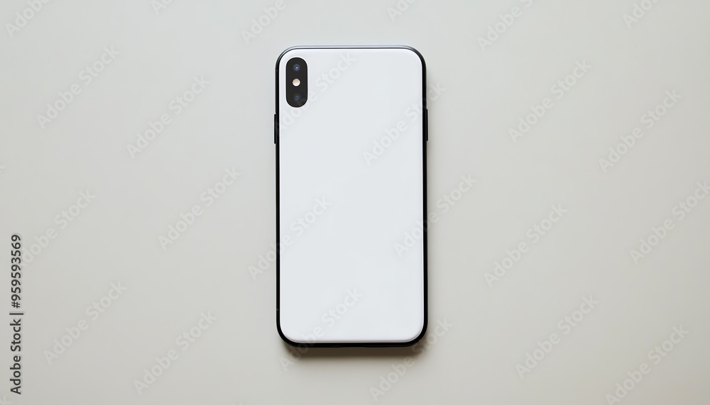 White Smartphone with Black Bezel and Dual Camera on Back White Smartphone with Black Bezel and Dual Camera on Back