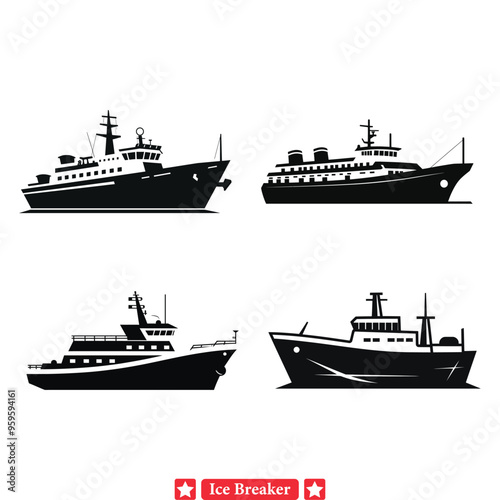 Frozen Realm Revelations  Ice Breaker Vector Set for Arctic Expeditions