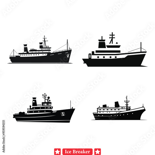 Chilling Adventures Await  Ice Breaker Vector Silhouettes for Frosty Tales