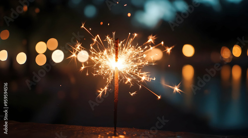A sparkler glowing brightly...