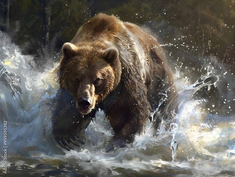 brown bear in water brown bear in water