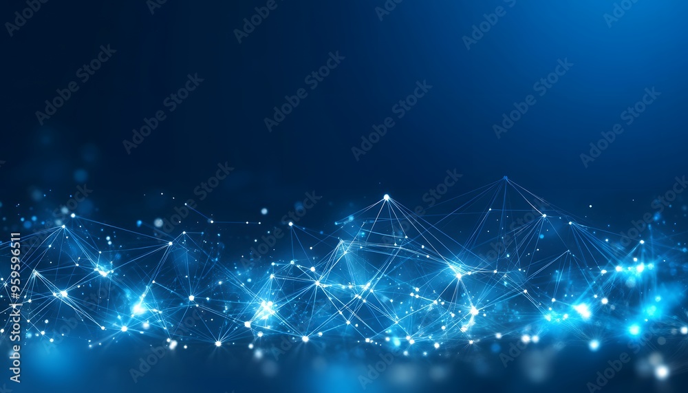 Abstract Blue Network with Glowing Points and Lines Abstract Blue Network with Glowing Points and Lines