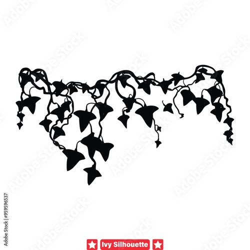 Ivy Cascade  Dynamic Vector Silhouettes for Flowing Designs