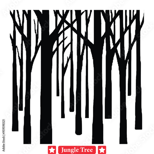 Dense Forest Understory  Captivating Vector Tree Silhouette Designs