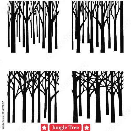 Rainforest Canopy Ensemble  Detailed Tree Silhouette Selection