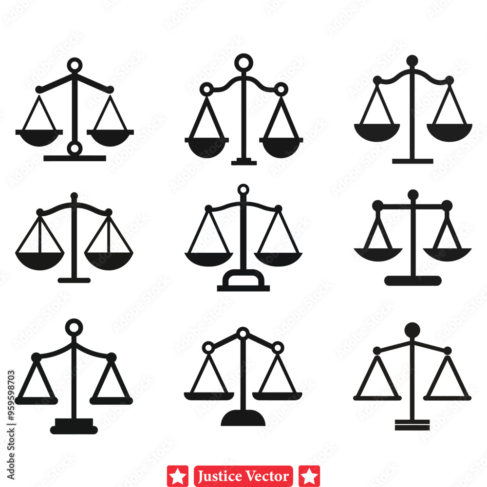 Balance in Law Diverse Vector Collection of Justice Scale Silhouettes Balance in Law Diverse Vector Collection of Justice Scale Silhouettes