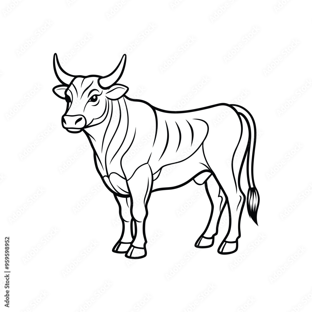 Fototapeta premium Modern Cow Line Icon. Elegant Bull Logo Vector Illustration