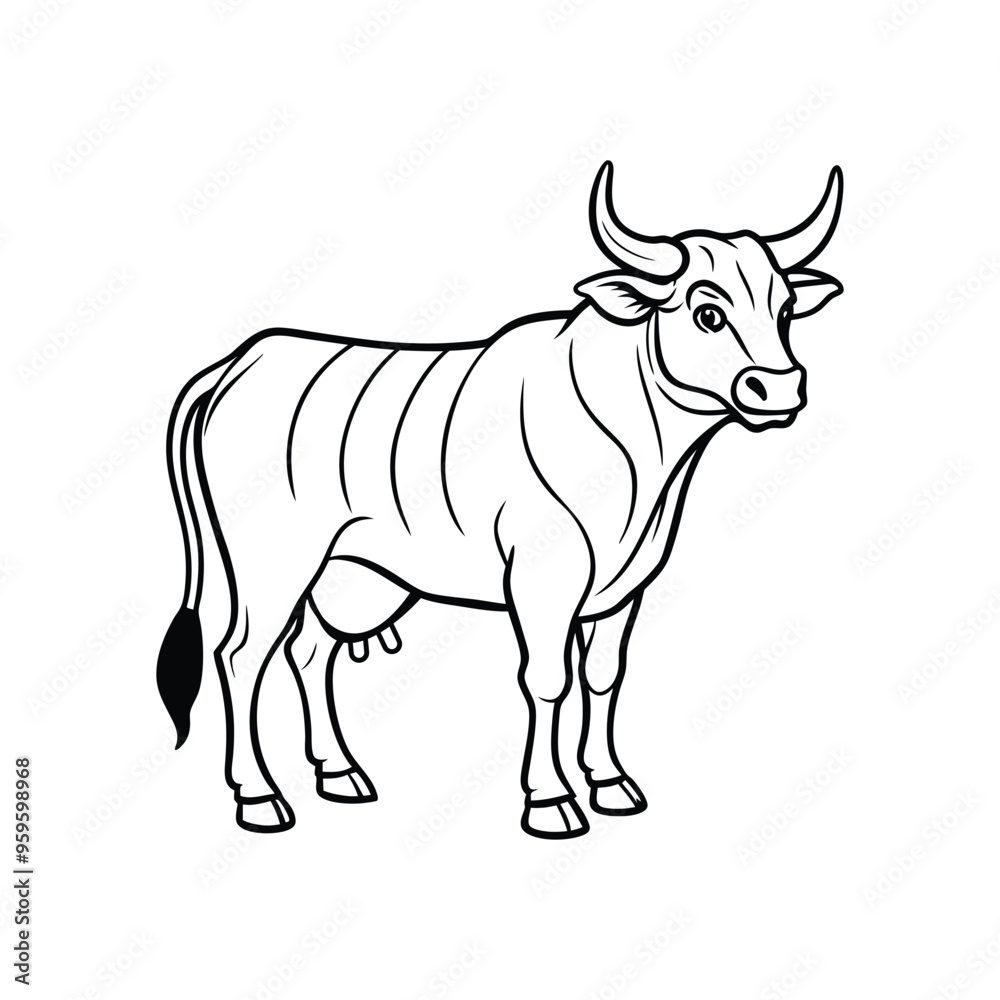 Fototapeta premium Stylish Cow Line Art. Sleek Bull Logo Vector for Branding