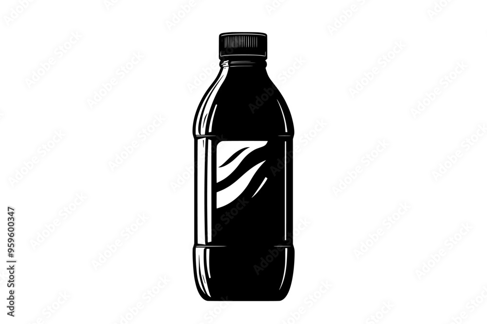 Plastic bottle with lime green electrolyte drink, twist cap, vector illustration art