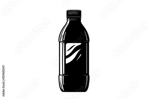 Plastic bottle with lime green electrolyte drink, twist cap, vector illustration art