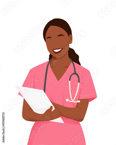 Minimalist nurse illustration featuring a caring female figure, simple lines, and modern design, perfect for healthcare branding or medical-themed content