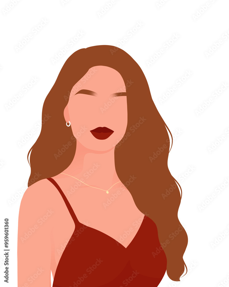 Illustration of a woman with wavy hair, showcasing natural beauty and elegant style, perfect for beauty, fashion, and lifestyle content. Illustration of a woman with wavy hair, showcasing natural beauty and elegant style, perfect for beauty, fashion, and lifestyle content.