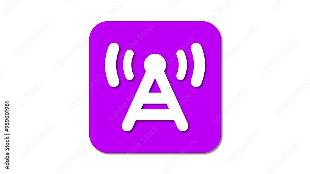 Radio wave with a tower represents signal transmission. Communication and broadcasting through the airwaves. Radio wave with a tower represents signal transmission. Communication and broadcasting through the airwaves.