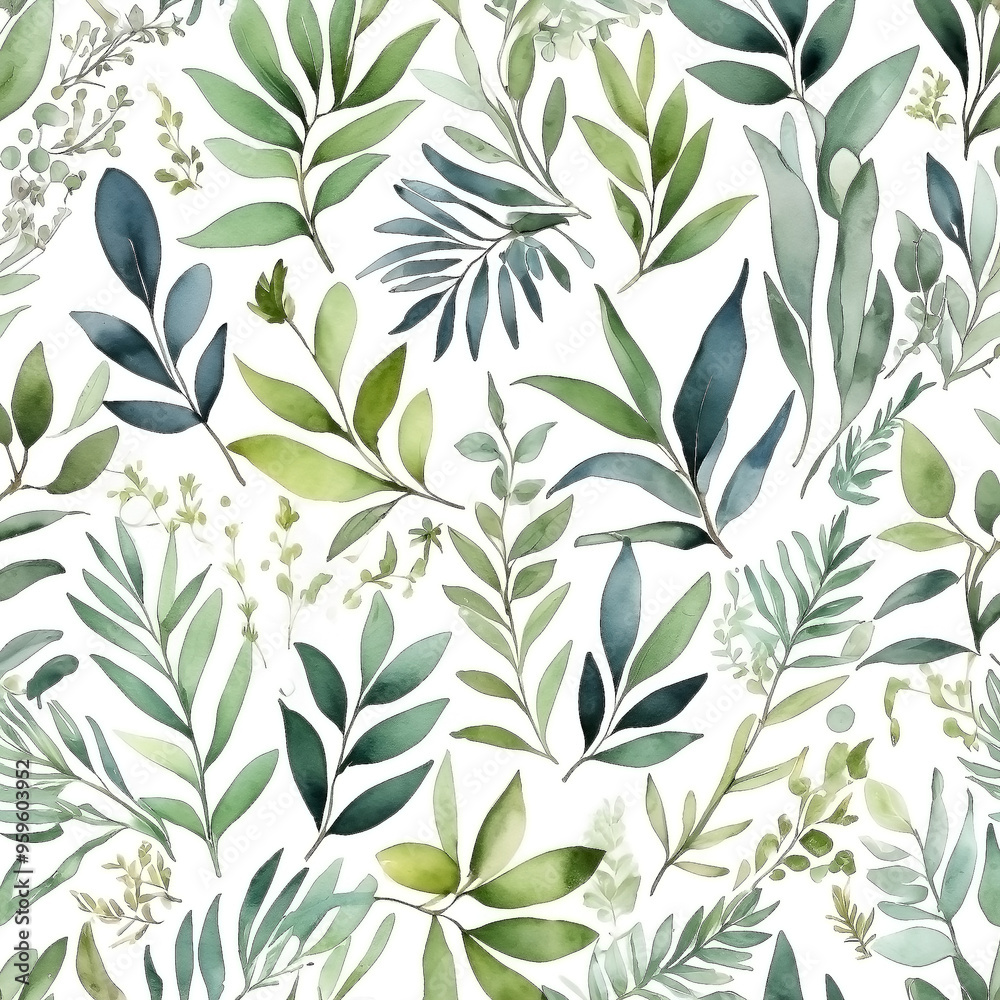 seamless Watercolor Pattern using botanical elements. seamless Watercolor Pattern using botanical elements.