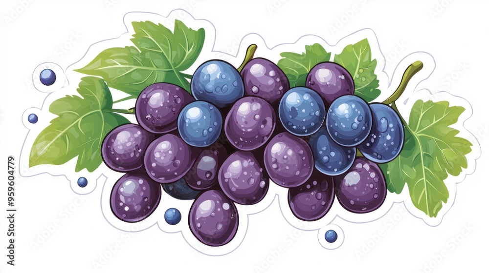 Vibrant Grape Splash Illustration with Clear Die Cut Effect for Adhesive Stickers and Packaging Labels Vibrant Grape Splash Illustration with Clear Die Cut Effect for Adhesive Stickers and Packaging Labels