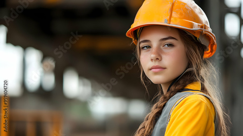 A young girl in a construct...