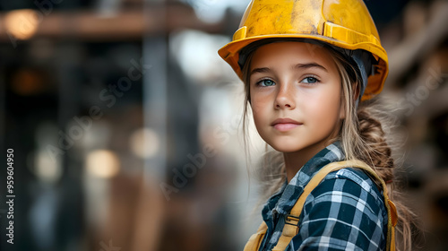 A young girl in a construct...