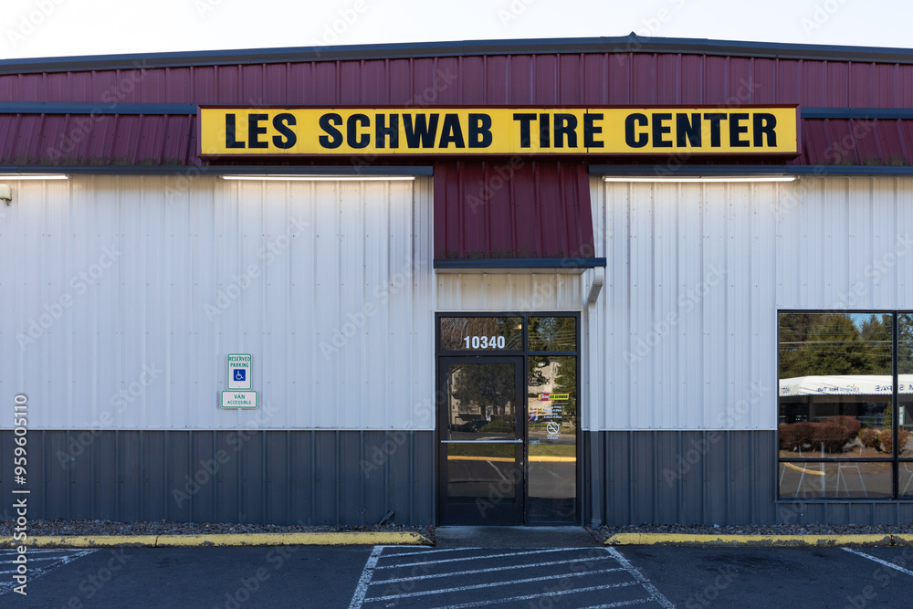 Beaverton, OR, USA - March 17, 2024 - Les Schwab tire shop center chain ...