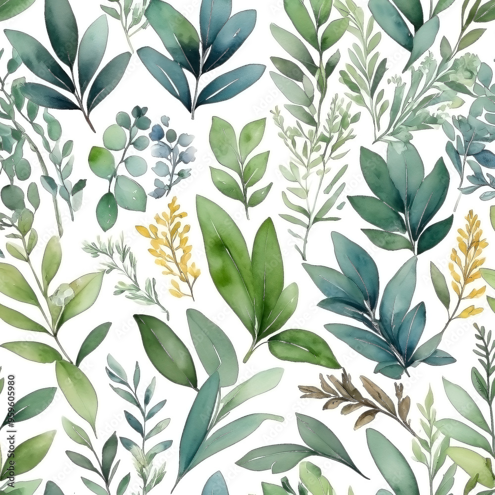 seamless Watercolor Pattern using botanical elements. seamless Watercolor Pattern using botanical elements.