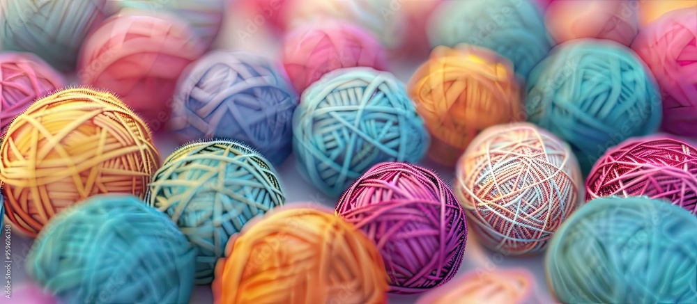 A decorative feature of thread balls for enhancing the holiday space Can serve as a background. Copy space image. Place for adding text and design A decorative feature of thread balls for enhancing the holiday space Can serve as a background. Copy space image. Place for adding text and design