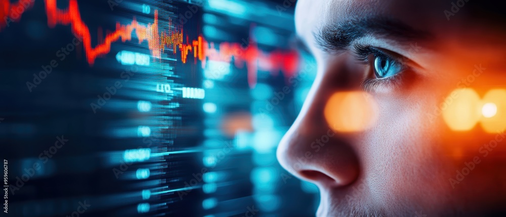 Close-up of a focused individual analyzing data trends on a digital screen, symbolizing technology and insight in modern analytics. Close-up of a focused individual analyzing data trends on a digital screen, symbolizing technology and insight in modern analytics.
