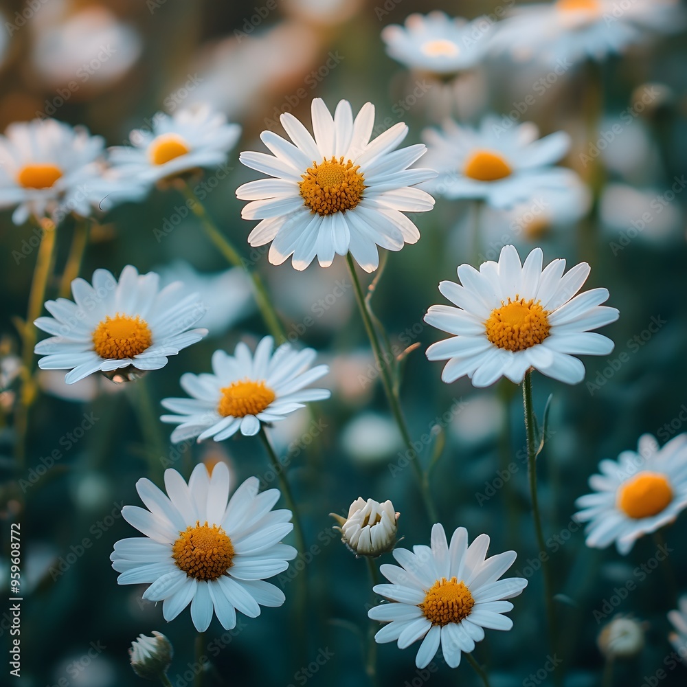 Obraz premium Stunning high-resolution image of Chamomile blossoms, capturing the purity of each petal