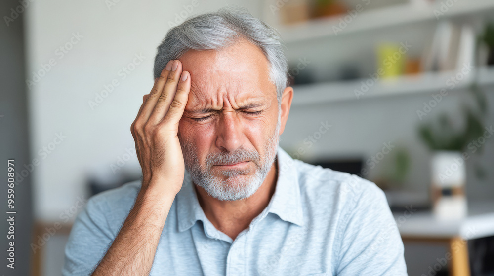 middle aged man suffering from head pain middle aged man suffering from head pain