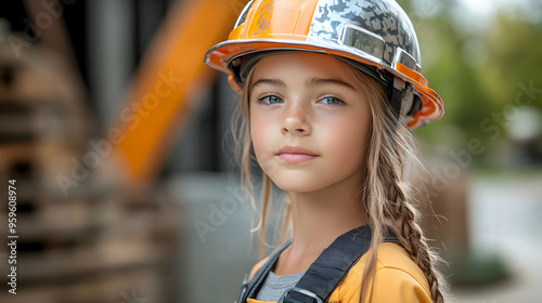 A young girl wearing a safe...