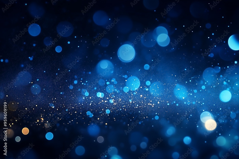 Blue and gold abstract bokeh light background, festive sparkle effect Blue and gold abstract bokeh light background, festive sparkle effect