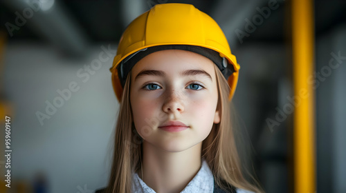 A young girl wearing a yell...