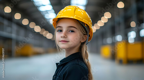 A young girl wearing a yell...
