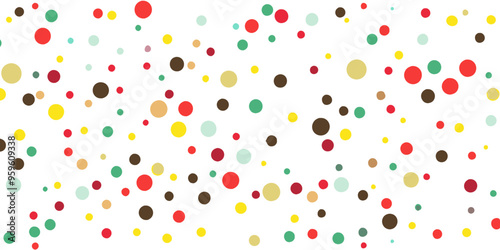 Colorful dots scattered on a white background