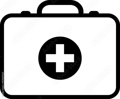 medical first aid kit bag icon, life medicine emergency box health care vector template design element, medicine box hospital icon symbol, on transparent background, for mobile first add treatment.