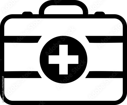 medical first aid kit bag icon, life medicine emergency box health care vector template design element, medicine box hospital icon symbol, on transparent background, for mobile first add treatment.