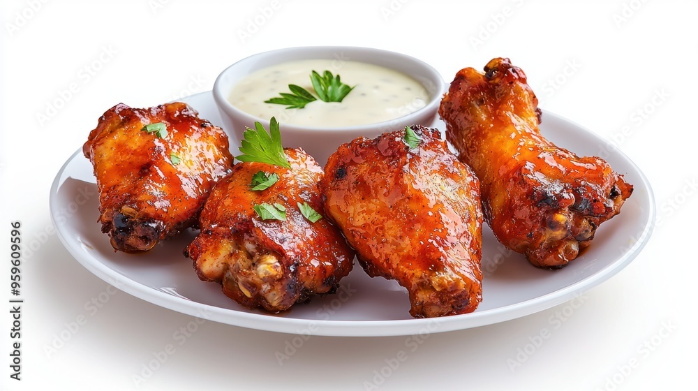 Irresistible Buffalo Chicken Wings Plated on a Clean White Background Irresistible Buffalo Chicken Wings Plated on a Clean White Background