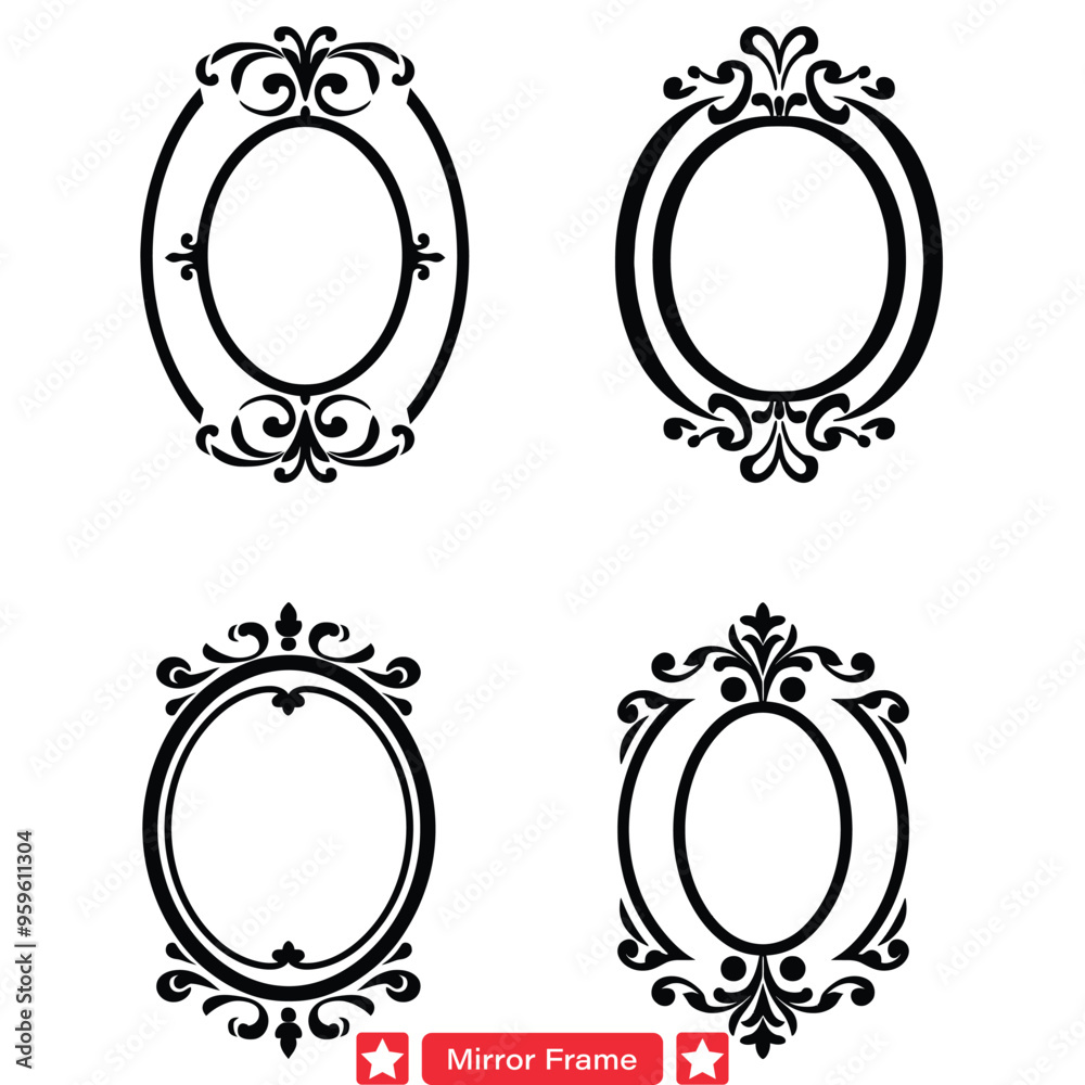 Bohemian Mirror Frame Vector Set Eclectic Silhouettes Infused with Boho Chic Vibes Bohemian Mirror Frame Vector Set Eclectic Silhouettes Infused with Boho Chic Vibes