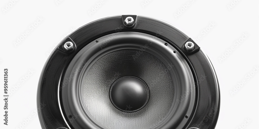 Single speaker isolated over white square background Single speaker isolated over white square background
