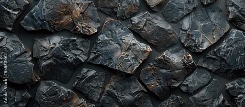 Black stone backdrop Close up dark gray texture blank for design purposes Copyspace photo