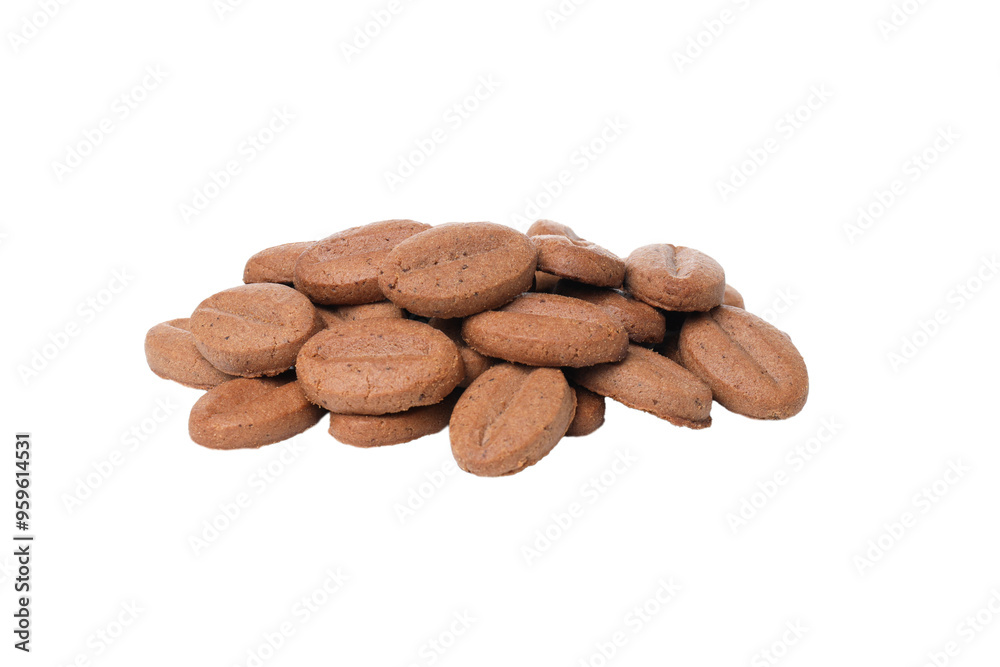 PNG, Cookies in the shape of coffee beans, isolated on white background PNG, Cookies in the shape of coffee beans, isolated on white background