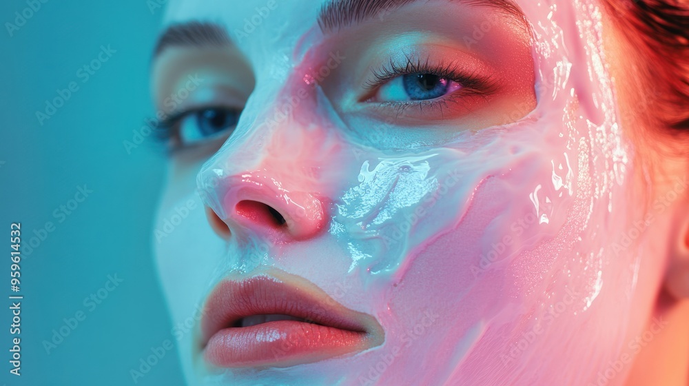 Woman wearing face mask in beauty salon. Woman wearing face mask in beauty salon.