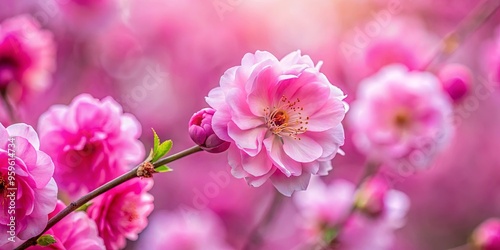 Close-up of a pink flower with a blurry background of pink blossoms