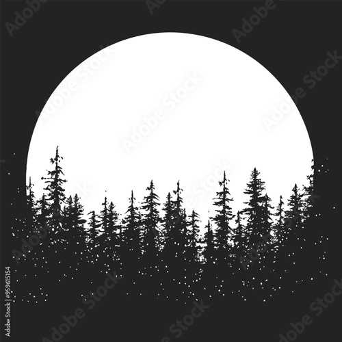 Celestial Serenity  Mountain Range Silhouette in the Dark