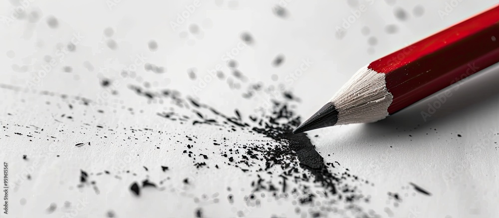 Red pencil eraser removes black pencil lines on a white paper background with copy space Concepts of repair removal creativity imagination and education Red pencil eraser removes black pencil lines on a white paper background with copy space Concepts of repair removal creativity imagination and education