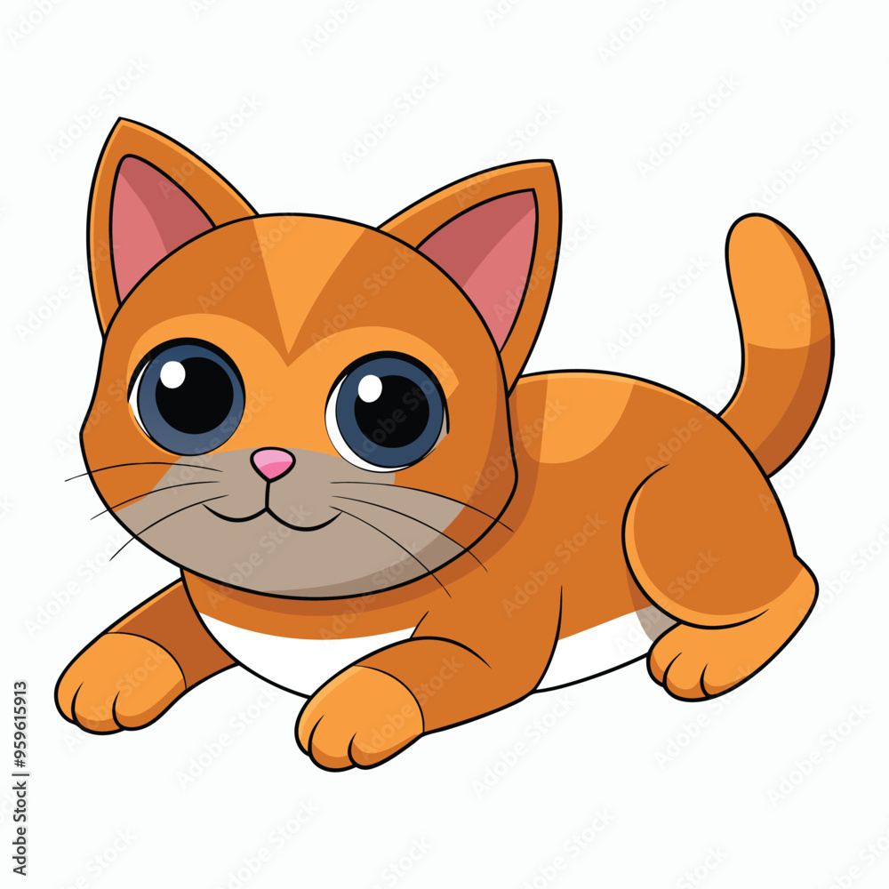 vector 2d cute cat lying down and looking at the camera vector 2d cute cat lying down and looking at the camera