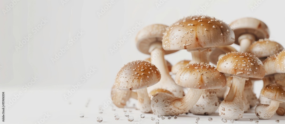 mushrooms set against a white background. Copy space image. Place for adding text and design mushrooms set against a white background. Copy space image. Place for adding text and design
