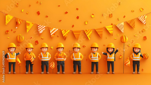 Animated construction worke...