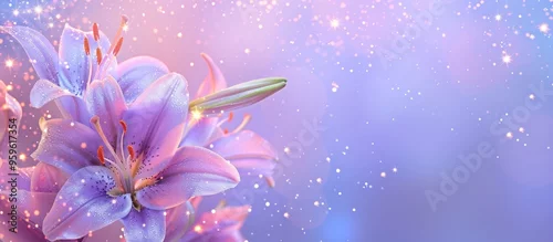 Panel kuchenny z motywem Purple Lilies in a Magical, Glimmering Garden