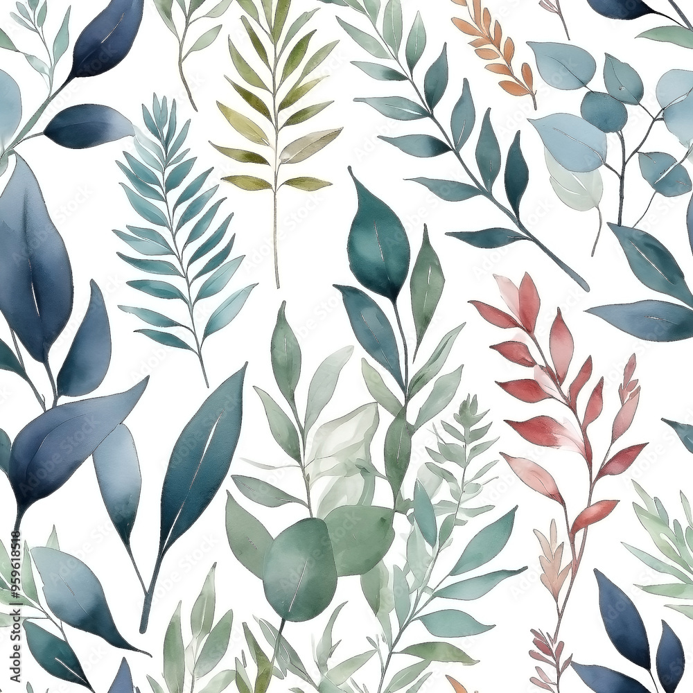 seamless Watercolor Pattern using botanical elements. seamless Watercolor Pattern using botanical elements.